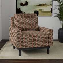 Load image into Gallery viewer, Heavy Duty Brown Red Cream Stripe Tweed Ethnic Geometric Upholstery Fabric