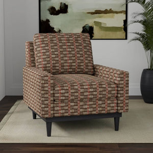 Heavy Duty Brown Red Cream Stripe Tweed Ethnic Geometric Upholstery Fabric