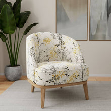 Load image into Gallery viewer, Crypton Cream Mustard Gold Charcoal Grey Floral Botanical Upholstery Fabric