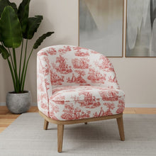 Load image into Gallery viewer, Cream Burgundy Red French Scenic Toile Drapery Upholstery Fabric