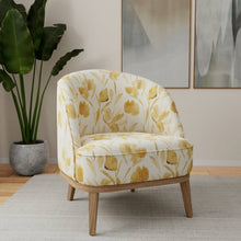 Load image into Gallery viewer, Cream Mustard Yellow Brown Floral Cotton Upholstery Fabric