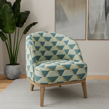 Load image into Gallery viewer, Stain Resistant Teal Aqua Beige Cream Geometric Upholstery Drapery Fabric