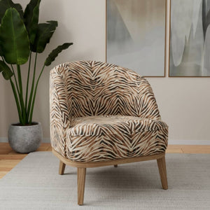 Heavy Duty Beige Brown Black Tiger Microfiber Animal Pattern Upholstery Fabric
