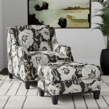 Load image into Gallery viewer, Black Taupe Beige Floral Chenille Upholstery Fabric