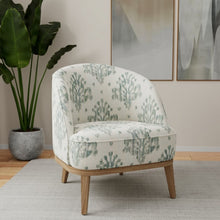 Load image into Gallery viewer, Stain Resistant Cream Beige Teal Blue Ikat Upholstery Drapery Fabric