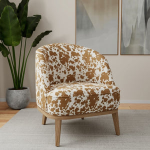 Heavy Duty Brown Cream Cow Print Microfiber Animal Pattern Upholstery Fabric