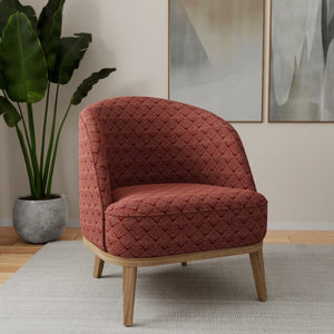 Rusty Red Cream Geometric Abstract Upholstery Fabric