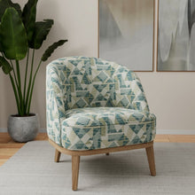 Load image into Gallery viewer, Stain Resistant Cream Teal Olive Green Abstract Geometric Upholstery Drapery Fabric