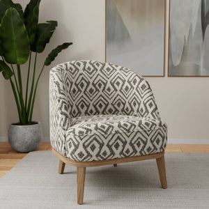 Heavy Duty Grey Abstract Ethnic Geometric Upholstery Fabric