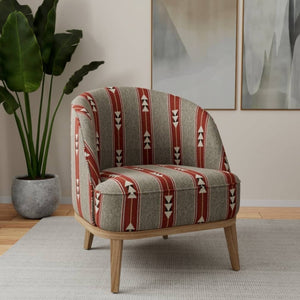 Heavy Duty Red Grey Black Southwestern Stripe Ethnic Geometric Upholstery Fabric