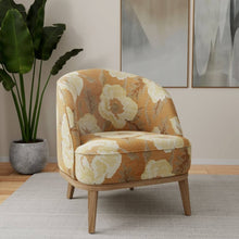 Load image into Gallery viewer, Fade Resistant Mustard Gold Cream Grey Floral Chenille Upholstery Fabric