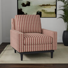 Load image into Gallery viewer, Rusty Red Coral Cream Woven Stripe Upholstery Fabric