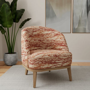 Cream Rusty Red Orange Abstract Upholstery Fabric