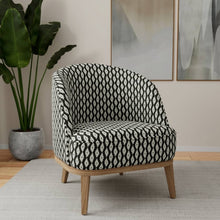Load image into Gallery viewer, Heavy Duty Black Off White Ikat Diamond Ethnic Geometric Upholstery Fabric