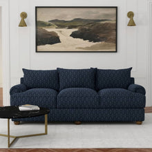 Load image into Gallery viewer, Heavy Duty Damask Diamond Navy Blue Upholstery Drapery Fabric
