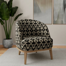 Load image into Gallery viewer, Black Brown Grey Beige Ikat Upholstery Fabric