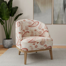 Load image into Gallery viewer, Cream Blue Rusty Red Floral Paisley Upholstery Fabric