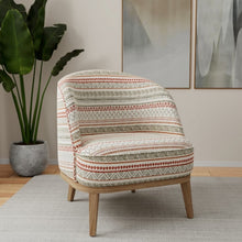 Load image into Gallery viewer, Cream Grey Rusty Red Orange Ethnic Stripe Upholstery Fabric