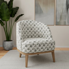 Load image into Gallery viewer, Oatmeal Cream Charcoal Black Floral Upholstery Fabric