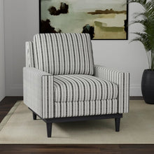 Load image into Gallery viewer, Charcoal Grey Cream Stripe Upholstery Fabric