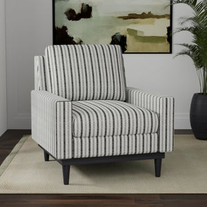 Charcoal Grey Cream Stripe Upholstery Fabric