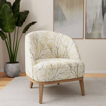 Load image into Gallery viewer, Fade Resistant Grey Mustard Gold Floral Botanical Upholstery Fabric