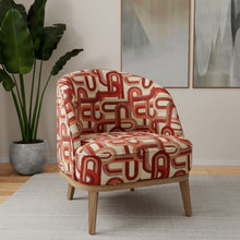 Load image into Gallery viewer, Beige Rusty Red Abstract Geometric Upholstery Fabric