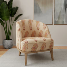 Load image into Gallery viewer, Beige Yellow Pink Black Paisley Cotton Drapery Upholstery Fabric