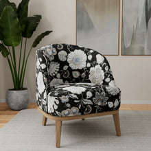 Load image into Gallery viewer, Charcoal Black Ivory Taupe Floral Upholstery Fabric