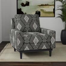 Load image into Gallery viewer, Charcoal Beige Geometric Ethnic Upholstery Fabric