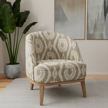 Load image into Gallery viewer, Heavy Duty Cream Taupe Grey Ikat Ethnic Geometric Upholstery Fabric