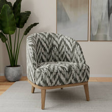 Load image into Gallery viewer, Heavy Duty Charcoal Black Off White Ikat Herringbone Ethnic Geometric Upholstery Fabric
