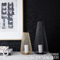 Schumacher Moiré Wallcovering Wallpaper 5009673 / Noir