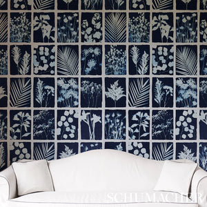 Schumacher Cyanotype Panel Wallpaper 5013881 / Indigo