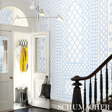Load image into Gallery viewer, Schumacher Bamboo Trellis Panel A Wallpaper 5014391 / Blue