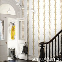 Load image into Gallery viewer, Schumacher Acanthus Stripe Wallpaper 5014772 / Gold On Ivory
