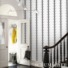 Load image into Gallery viewer, Schumacher Acanthus Stripe Wallpaper 5014773 / Carbon On Ivory