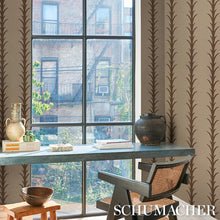 Load image into Gallery viewer, Schumacher Acanthus Stripe Wallpaper 5014774 / Brown On Beige