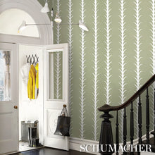 Load image into Gallery viewer, Schumacher Acanthus Stripe Wallpaper 5014776 / Metallic On Sage