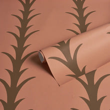 Load image into Gallery viewer, Schumacher Acanthus Stripe Wallpaper 5014778 / Brown On Rosewood