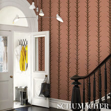 Load image into Gallery viewer, Schumacher Acanthus Stripe Wallpaper 5014778 / Brown On Rosewood