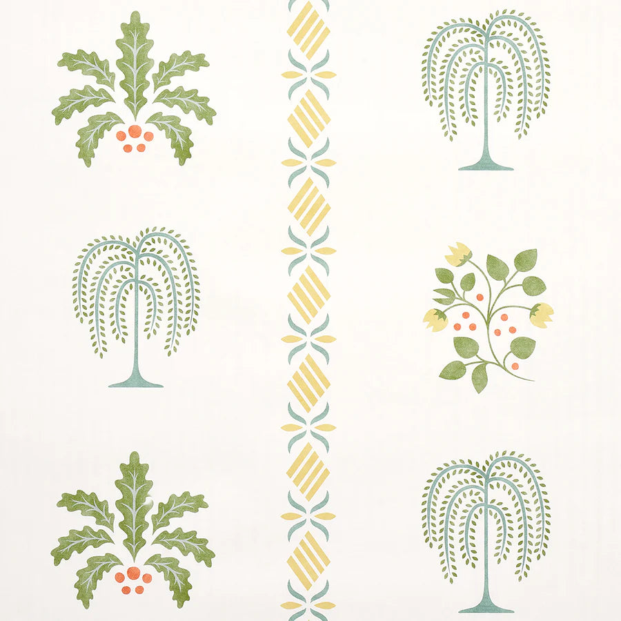 Schumacher Willard House Stencil Wallpaper 5014841 / Green
