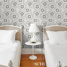 Load image into Gallery viewer, Schumacher Tudor Rose Wallpaper 5015100 / Charcoal White