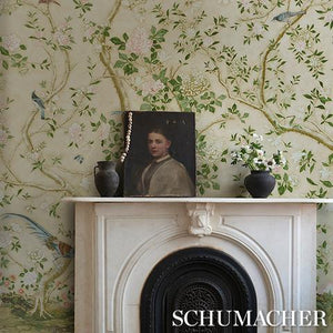 Schumacher Les Oiseaux Panel Set Wallpaper 5015155 / Parchment