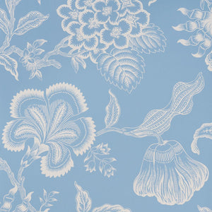 Schumacher Hothouse Flowers Silhouette Wallpaper 5015321 / Bliss Blue