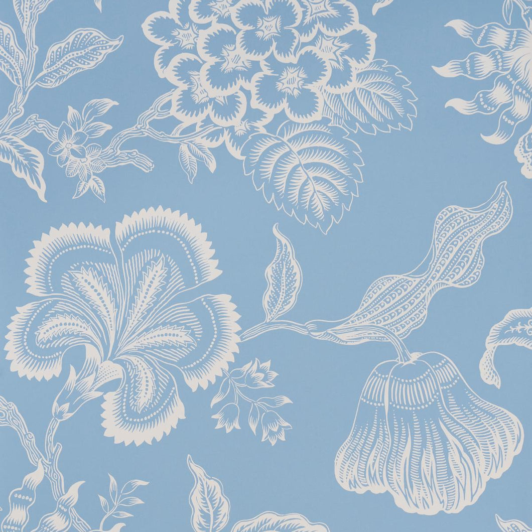 Schumacher Hothouse Flowers Silhouette Wallpaper 5015321 / Bliss Blue