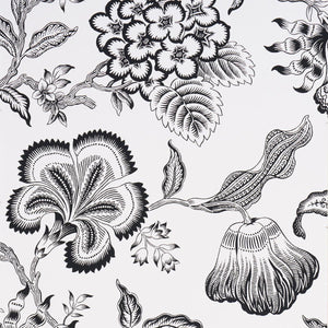 Schumacher Hothouse Flowers Silhouette Wallpaper 5015323 /Black And White