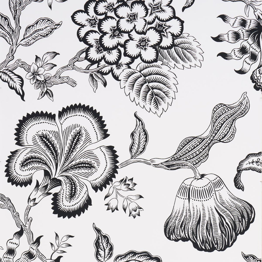 Schumacher Hothouse Flowers Silhouette Wallpaper 5015323 /Black And White