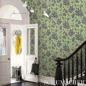 Schumacher Polka Dot Jungle Wallpaper 5015460 / Black & Green