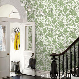 Schumacher Polka Dot Jungle Wallpaper 5015463 / Green & Ivory